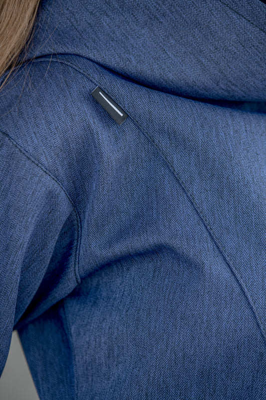 Dámský Softshellový kabát s kapucí – Tmavě modrý – rybí kost