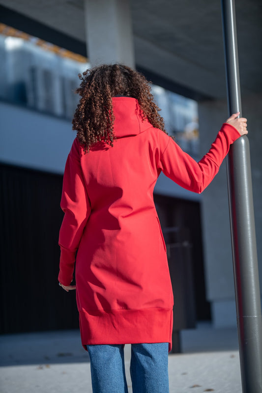 Dámský Softshellový kabát s kapucí – Červený