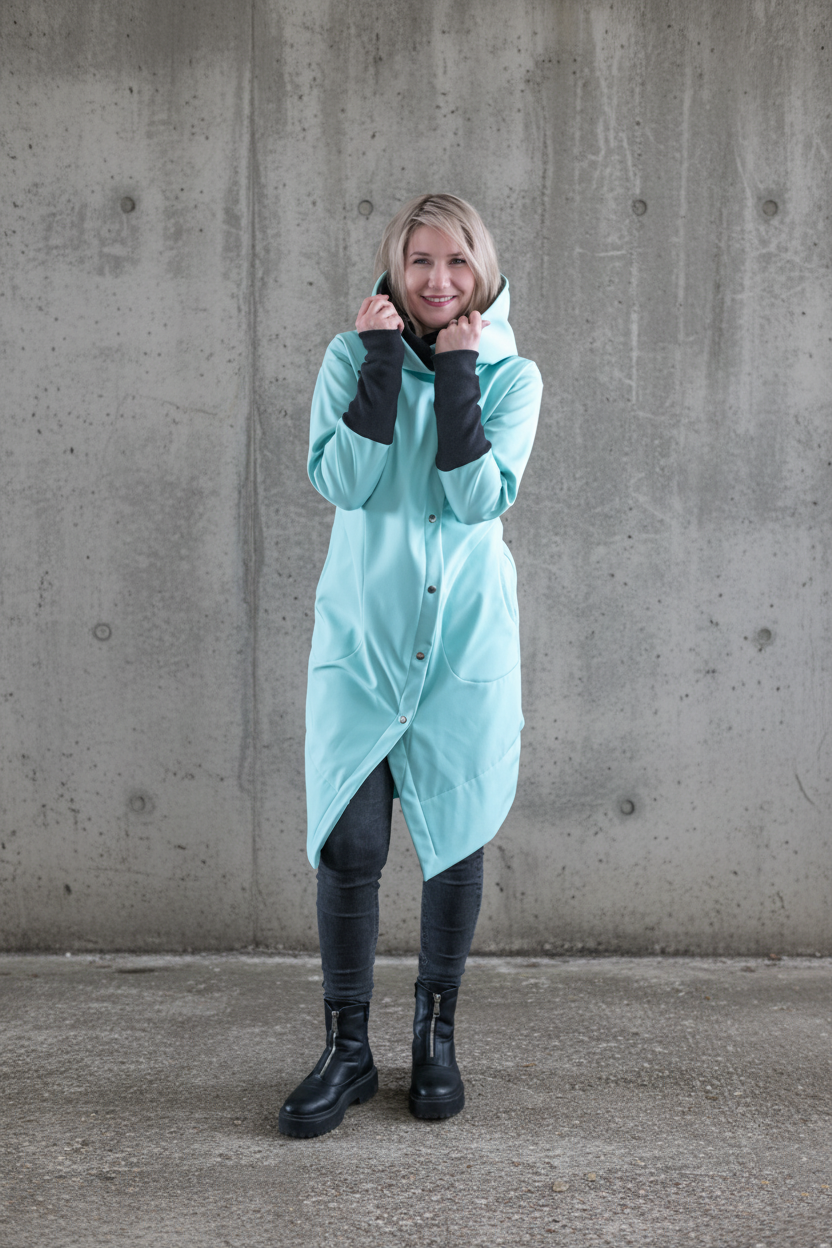 Damen-Softshelljacke mit Kapuze – Mintgrün