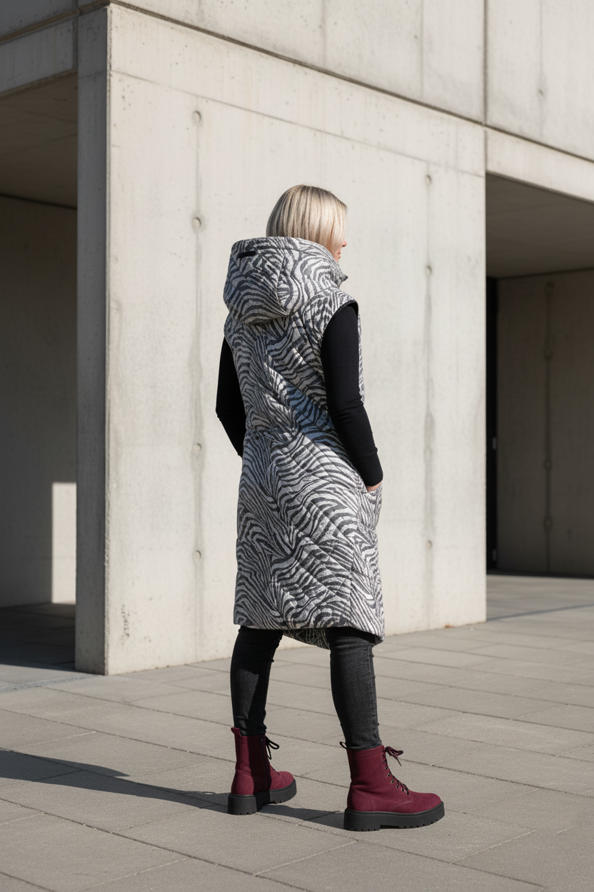 Zimní kabát 2v1 s odepínacími rukávy – Bílý tygr