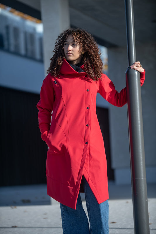 Women's Softshell Jacket with Hood – Red