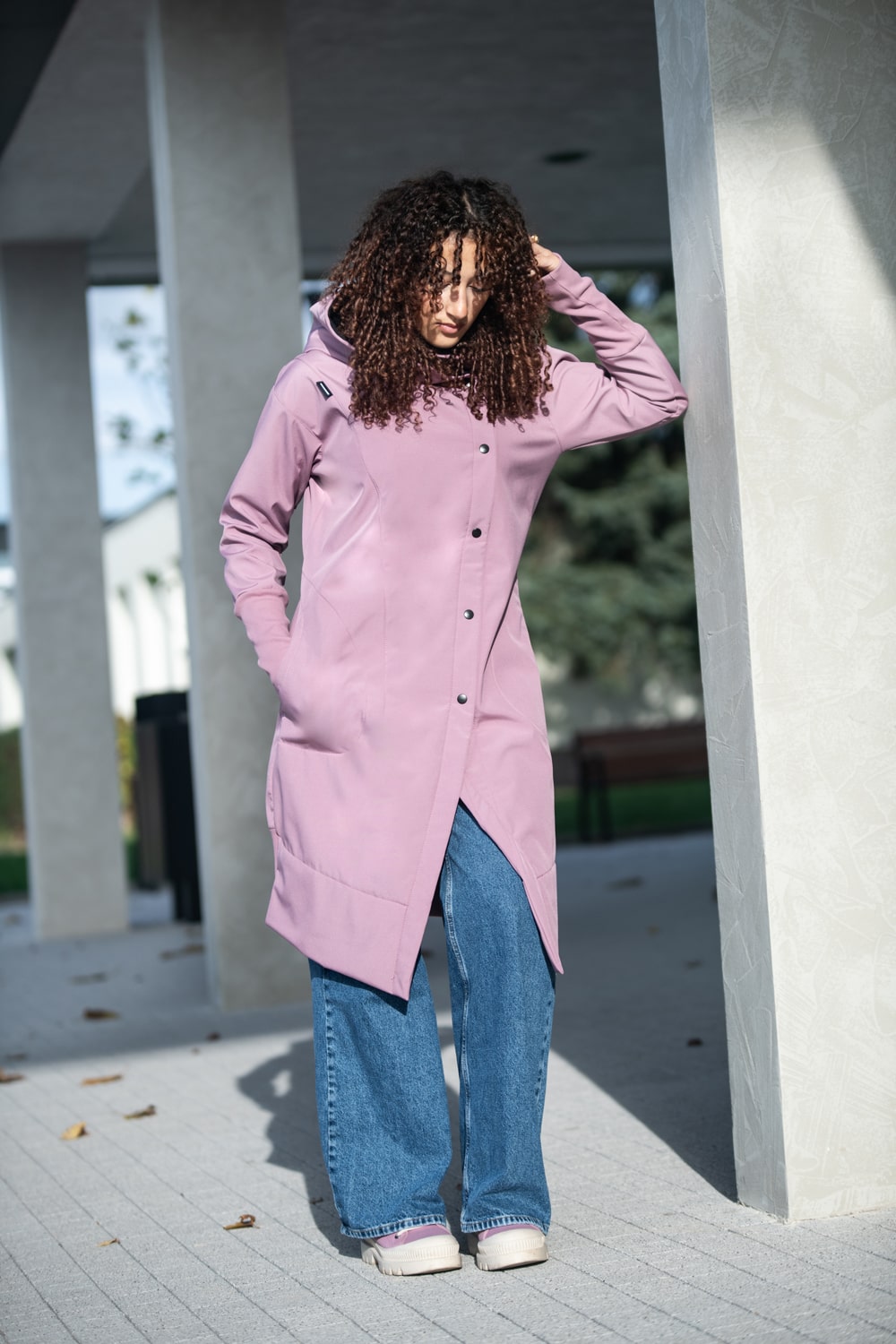 Damen-Softshelljacke mit Kapuze – Altrosa