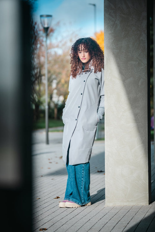 Women's Softshell Jacket with Hood - Light Grey