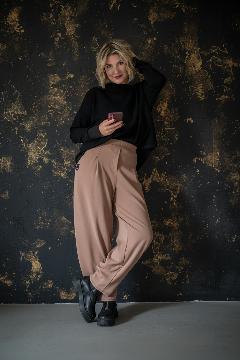 Kalhoty - Piké - Kapučíno