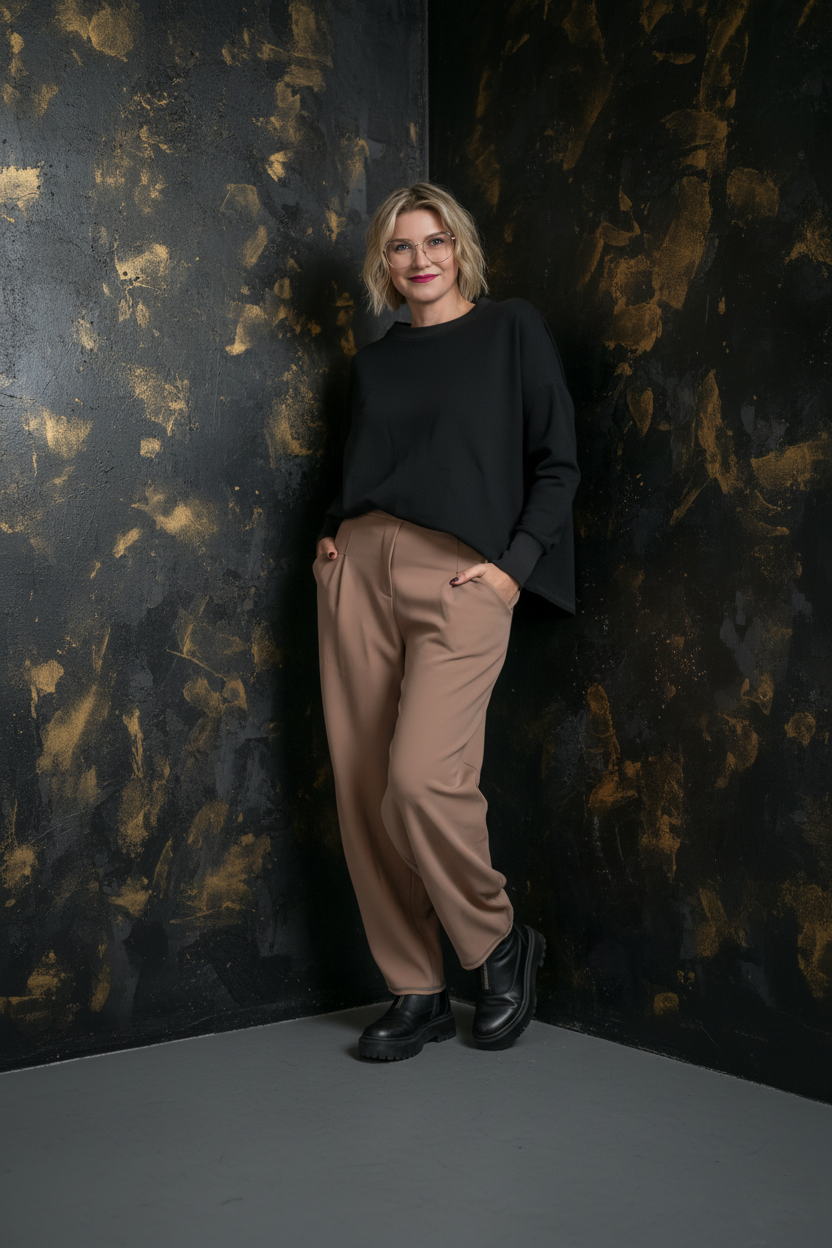 Kalhoty - Piké - Kapučíno