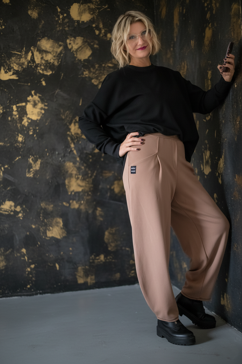 Kalhoty - Piké - Kapučíno