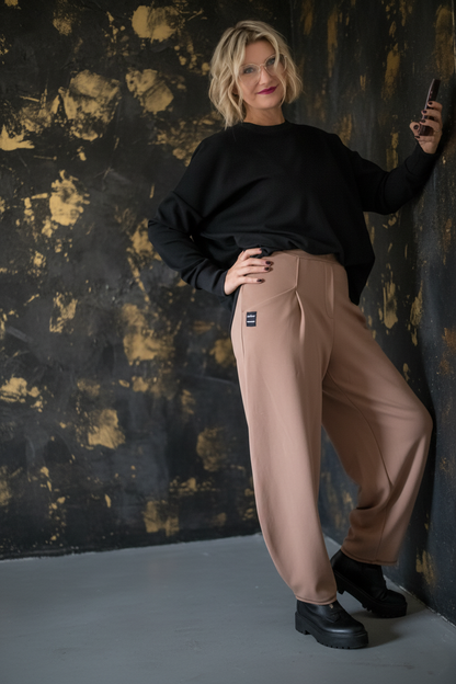 Kalhoty - Piké - Kapučíno