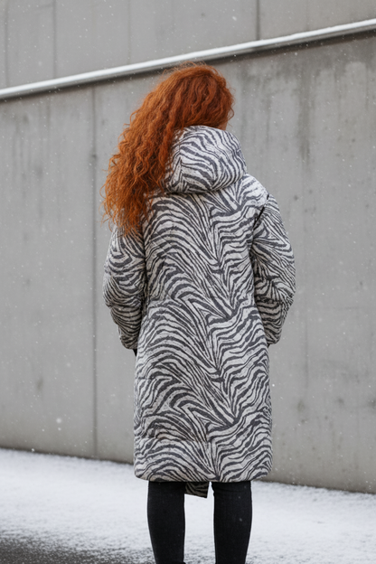 Zimní kabát 2v1 s odepínacími rukávy – Bílý tygr