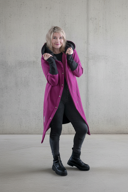 Mikinový kabát s kapucí – Malina