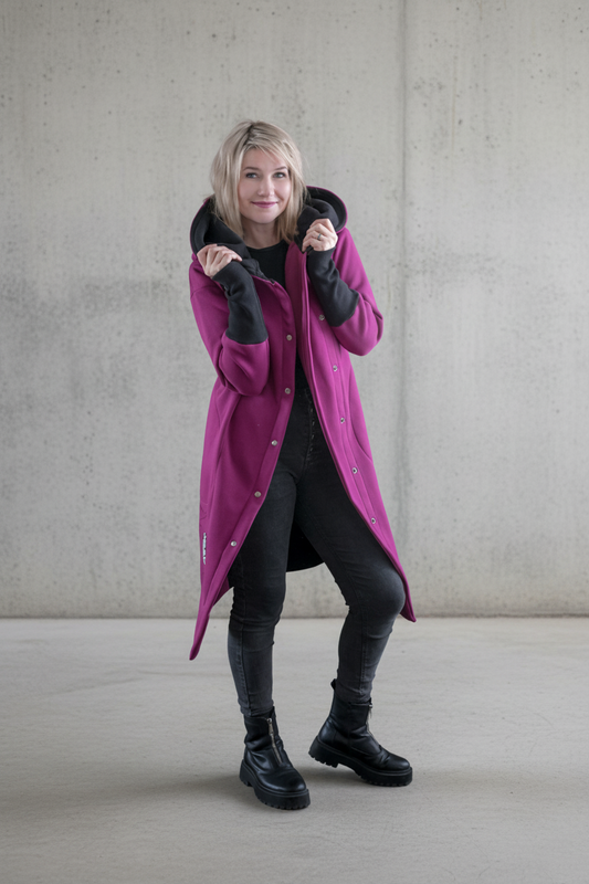 Mikinový kabát s kapucí – Malina