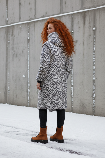 Zimní kabát 2v1 s odepínacími rukávy – Bílý tygr